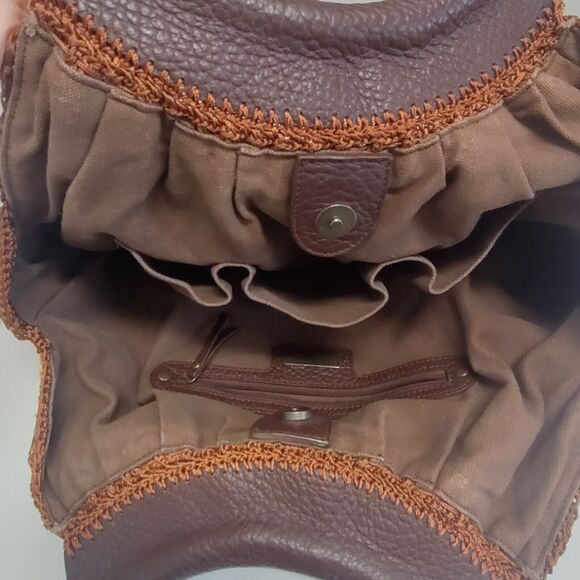 Isabella Fiore Handbag Leather Brown Multi-Color Jeweled Embroidered Crocheted - Picture 7 of 16